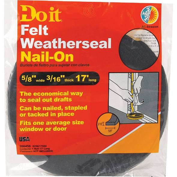Frost King Gray 5-8 In. x 3-16 In. x 17 Ft. Felt Weatherstrip S258-17H 266456