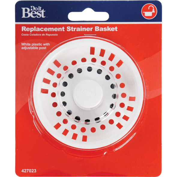 Do it 3-1-2 In. White Basket Strainer Stopper 427023 427023