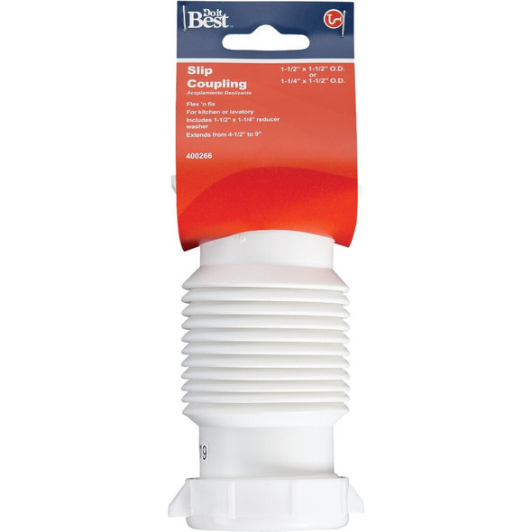 Do it Best 1-1-4 In. or 1-1-2 In. White Plastic Flexible Coupling and Elbow DIB812-15 400266