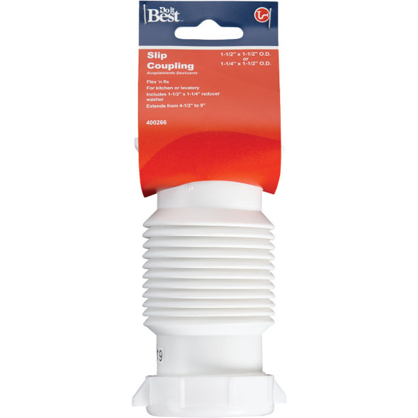 Do it Best 1-1/4 In. or 1-1/2 In. White Plastic Flexible Coupling and Elbow