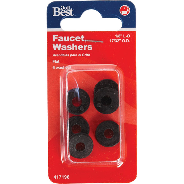 Do it Best 17-32 In. Black Flat Faucet Washer (6 Ct.) DIB805-31 417196