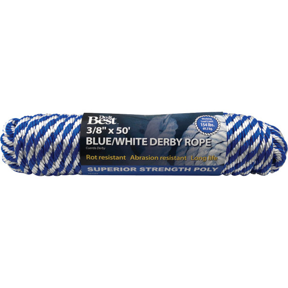 Do it Best 3/8 In. x 50 Ft. Blue & White Derby Polypropylene Packaged Rope