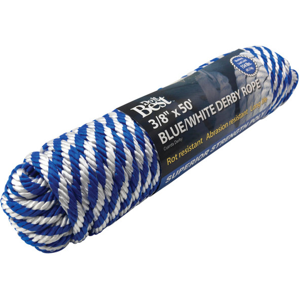 Do it Best 3-8 In. x 50 Ft. Blue & White Derby Polypropylene Packaged Rope 737232 737232