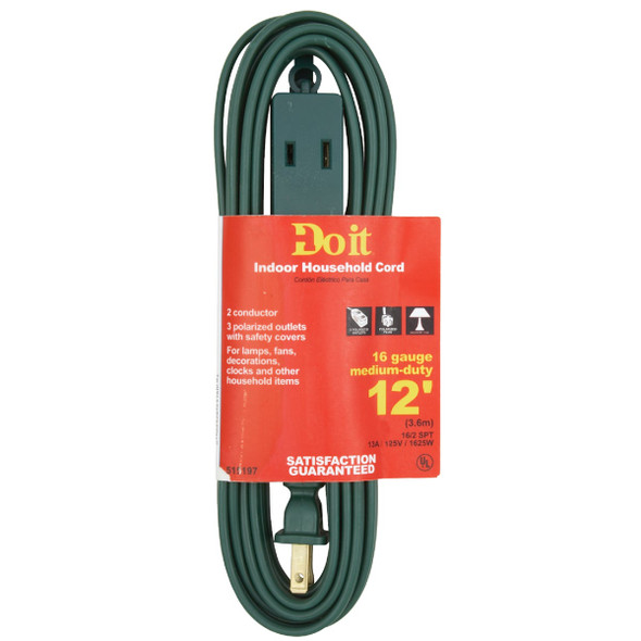 Do it 12 Ft. 16/2 Green Cube Tap Extension Cord Do it 12 Ft. 16/2 Green Cube Tap Extension Cord