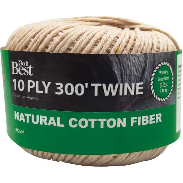 Do it Best 10-Ply x 300 Ft. White Cotton Parcel Post Twine 972594 Pack of 12