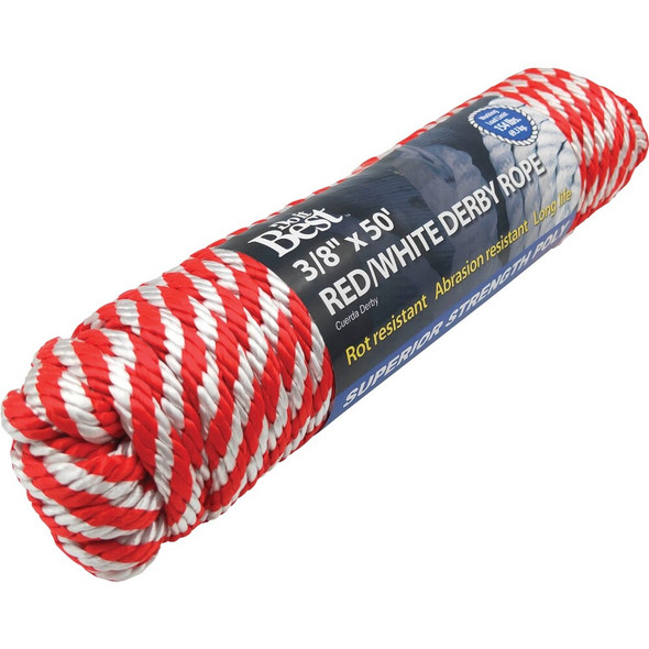 Do it Best 3-8 In. x 50 Ft. Red & White Derby Polypropylene Packaged Rope 737240 737240