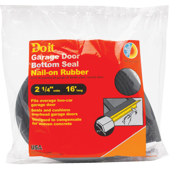 Do it 2-1/4 In. x 16 Ft. Black Rubber Weatherstrip Garage Door Seal Do it 2-1/4 In. x 16 Ft. Black Rubber Weatherstrip Garage Door Seal
