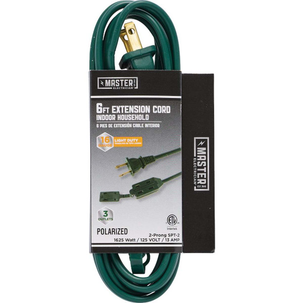 Master Electrician 6 Ft. 16/2 Green Cube Tap Extension Cord 09451ME