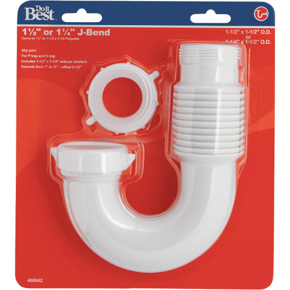 Do it Best 1-1/4 In. x 1-1/2 In. White Plastic J-Bend Do it Best 1-1/4 In. x 1-1/2 In. White Plastic J-Bend