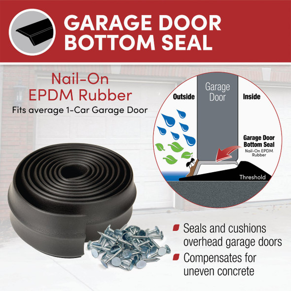 Frost King 2-1-4 In. x 9 Ft. Black Rubber Weatherstrip Garage Door Seal G9H 261380