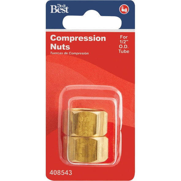 Do it 1-2 In. OD Brass Compression Nut (2-Pack) 408543 408543