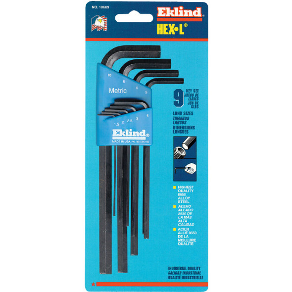 Eklind Metric Long Arm Hex Key Set, 9-Piece 10609