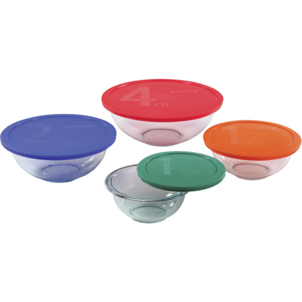 Pyrex Smart Essentials Covered Glass Pyrex Bowl Set (8-Piece) 1086053