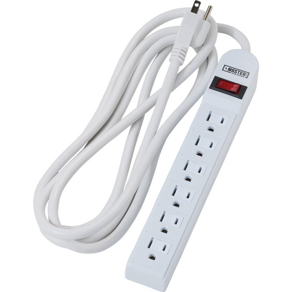 Do it Best Extra Reach 6-Outlet White Power Strip with 8 Ft. Cord LTS-6H 544086
