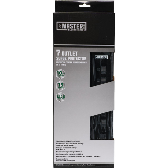 Do it Best 7-Outlet 1060J Black Surge Protector with 10 Ft. Cord LTS-7PS-A