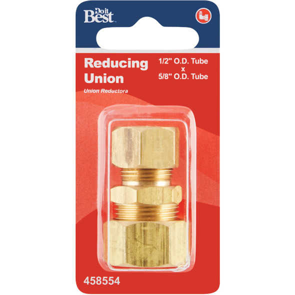 Do it 5/8 In. OD X 1/2 In. OD Brass Compression Reducing Union Do it 5/8 In. OD X 1/2 In. OD Brass Compression Reducing Union