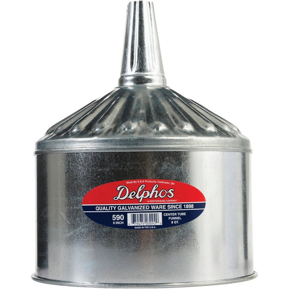 Delphos Heavy-Duty 8 Qt. Galvanized Steel Funnel with Center Spout 590 573329
