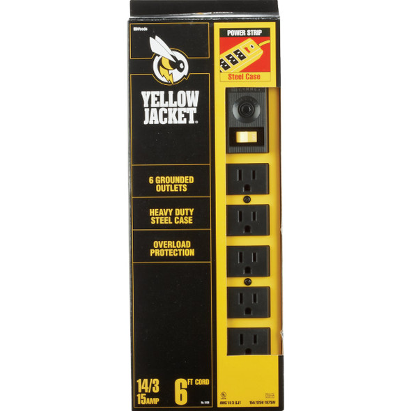 Yellow Jacket 6-Outlet Yellow Metal Power Strip with 6 Ft. Cord 5139N 536830