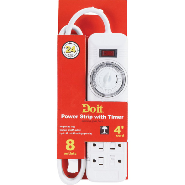 Do it 8-Outlet White Power Strip with Timer & 4 Ft. Cord LTS-L06 520476