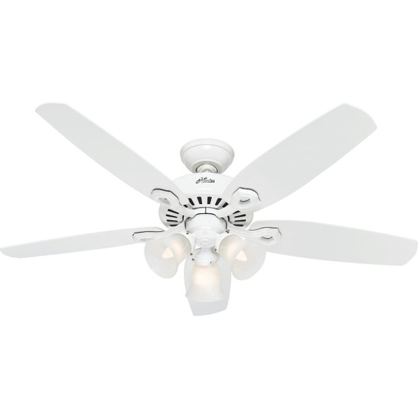 Hunter Builders Plus 52 In. White Ceiling Fan with Light Kit 53236