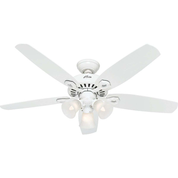 Hunter Builders Plus 52 In. White Ceiling Fan with Light Kit 53236