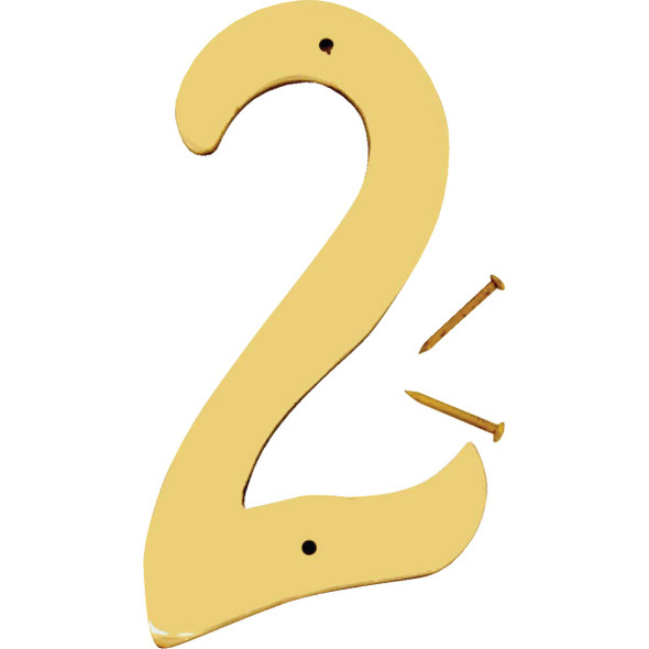 Hy-Ko 4 In. Polished Brass House Number Two BR-40/2