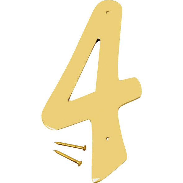 Hy-Ko 4 In. Polished Brass House Number Four BR-40/4