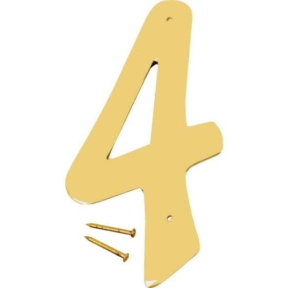 Hy-Ko 4 In. Polished Brass House Number Four BR-40/4