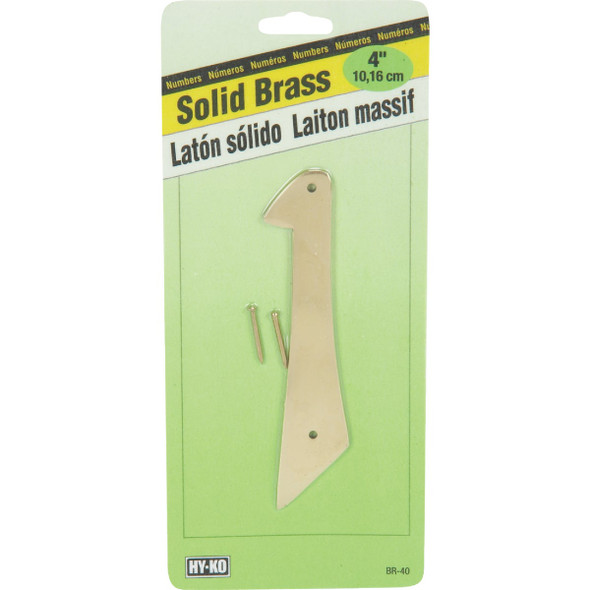 Hy-Ko 4 In. Polished Brass House Number One