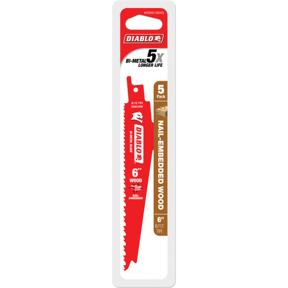 Diablo 5pk 6" 6-12t Recip Blade DS0612BW5 300975