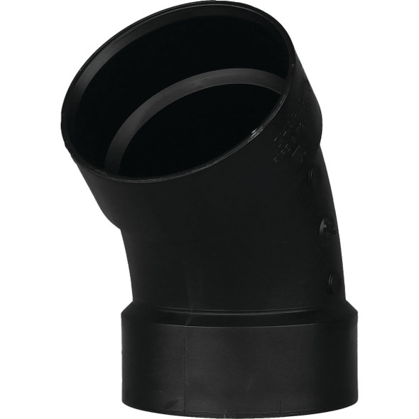Charlotte Pipe 3 In. Hub x Hub 45 Deg. ABS Elbow (1/8 Bend) ABS 00321  1000HA