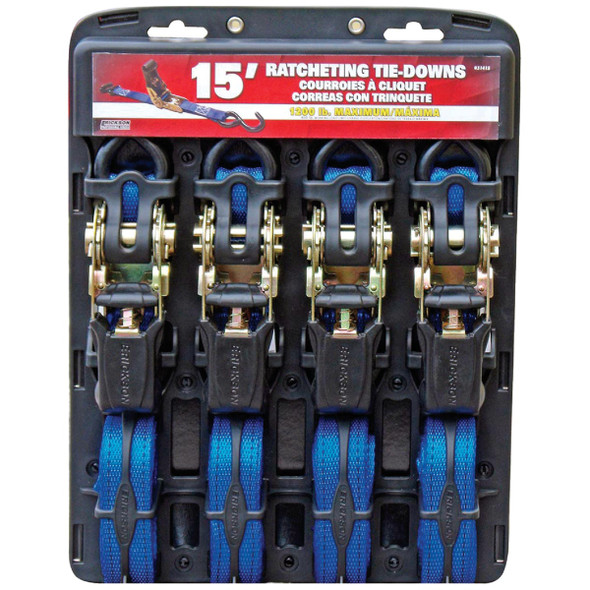 Erickson 1 In. x 15 Ft. Professional Series Ratchet Tie-Down Strap (4-Pack)