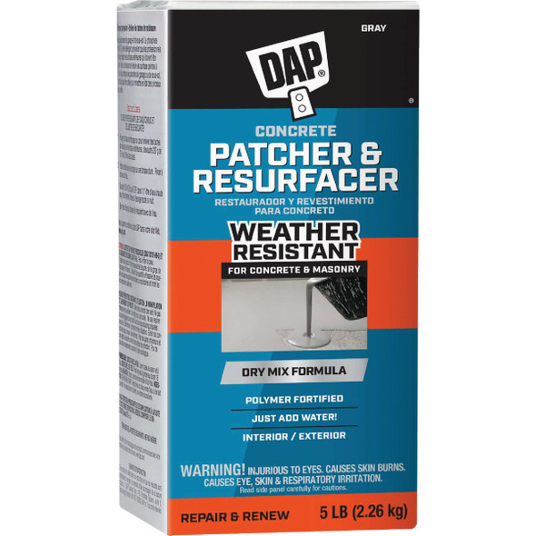Dap 5 Lb. Concrete Patcher & Resurfacer Dry Mix, Gray 7079810466