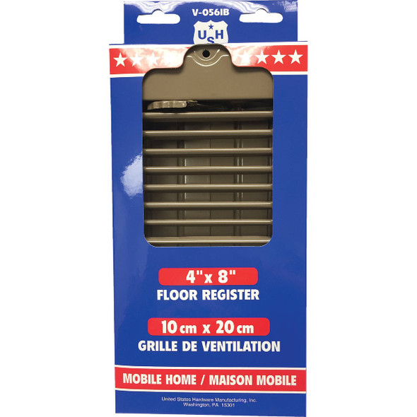 United States Hardware 4 In. x 8 In. x 1-5-16 In. Brown Steel Floor Register V-056IB 220965