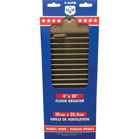 United States Hardware 4 In. x 10 In. x 1-5-16 In. Brown Steel Floor Register V-057IB 220973