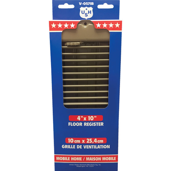 United States Hardware 4 In. x 10 In. x 1-5-16 In. Brown Steel Floor Register V-057IB 220973