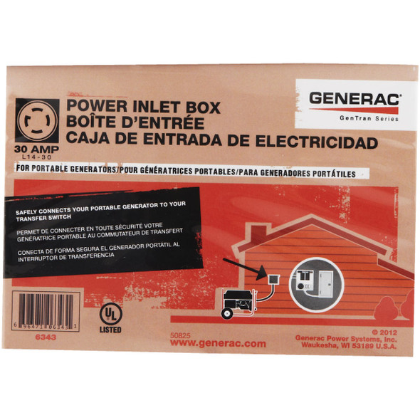 Generac 30A Outdoor Generator Power Inlet Box 6343 524793