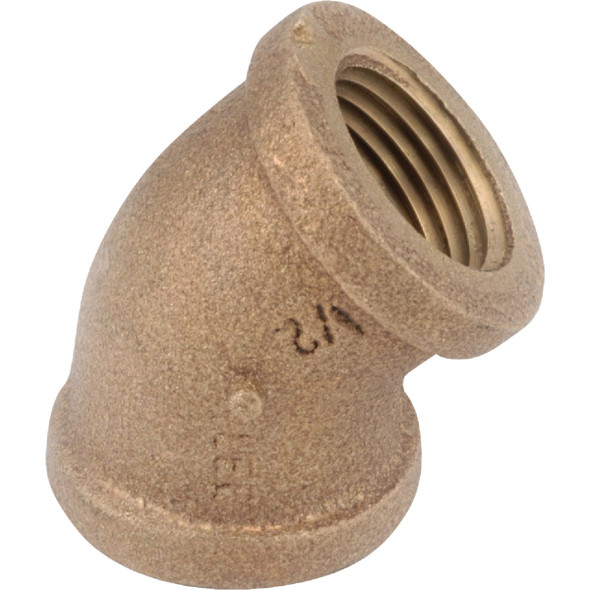 Anderson Metals 1/4 In. 45 Deg. Red Brass Elbow (1/8 Bend) 738107-04
