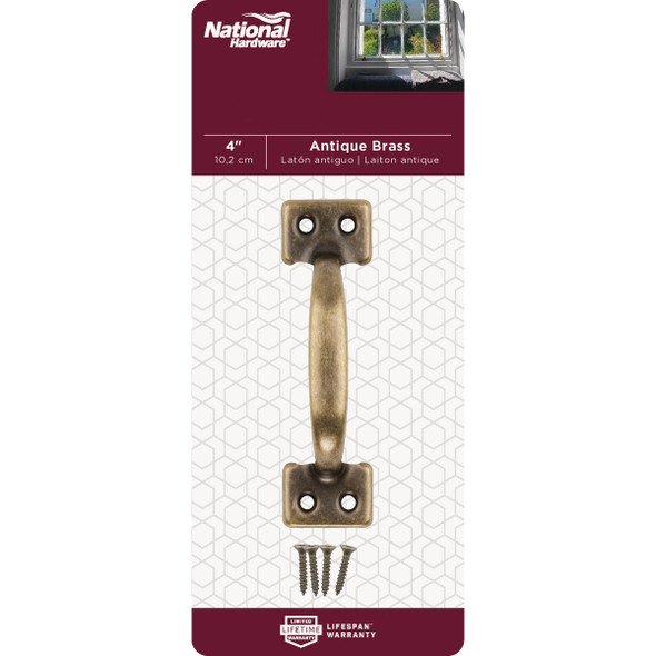 National Hardware 4 In. Antique Brass Window Sash Lift National Hardware 4 In. Antique Brass Window Sash Lift