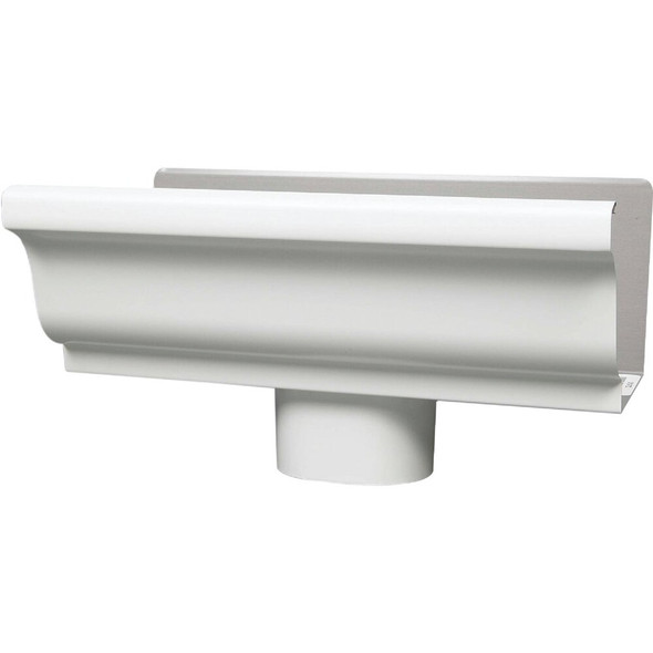 Amerimax 5 In. K Style Galvanized White Gutter Drop Outlet 33010 115805