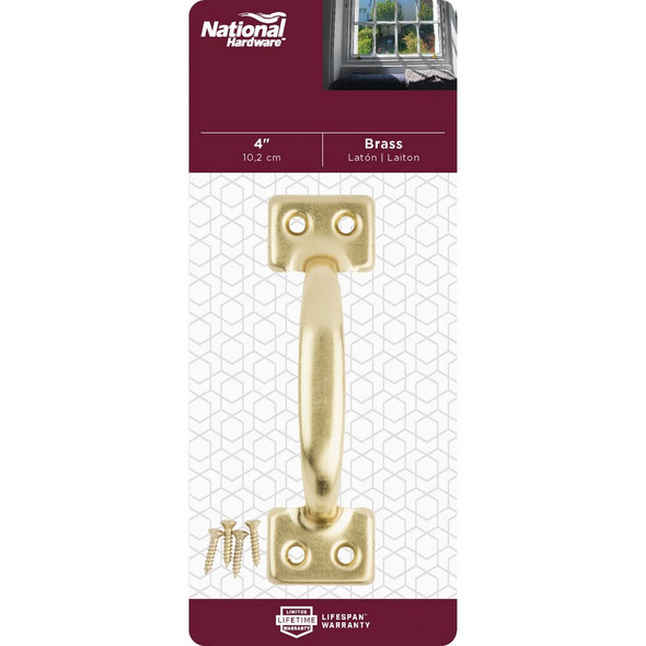 National Hardware 4 In. Bright Brass Window Sash Lift N116-558 217250