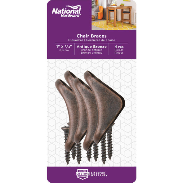 National Hardware 1 In. Steel Chair Brace (4-Pack)