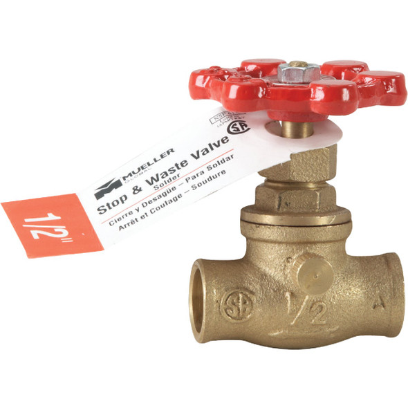 ProLine 1/2 In. SWT x 1/2 In. SWT Brass Stop and Waste Valve