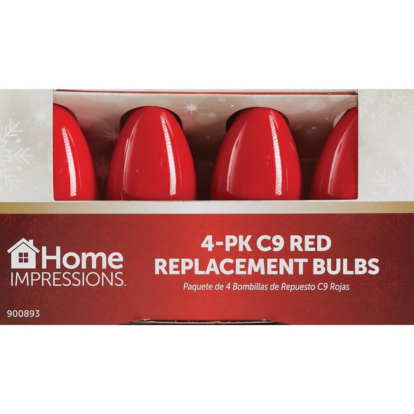Home Impressions C9 Red Ceramic 125V Replacement Light Bulb (4-Pack) 900893 900893