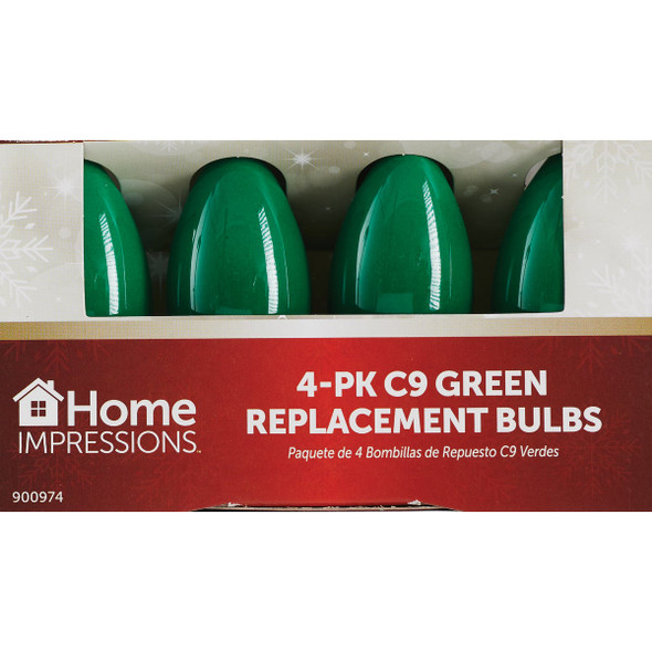 Home Impressions C9 Green Ceramic 125V Replacement Light Bulb (4-Pack)