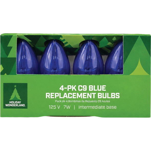 Home Impressions C9 Blue Transparent 125V Replacement Light Bulb (4-Pack) 906581 906581