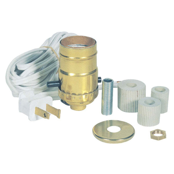 Westinghouse Push-Through Medium Base Brass Candlestick Adapter Lamp Kit 70025