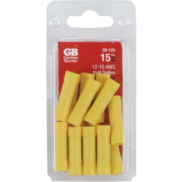 Gardner Bender 12 AWG to 10 AWG Yellow Butt Splice (15-Pack) 20-126