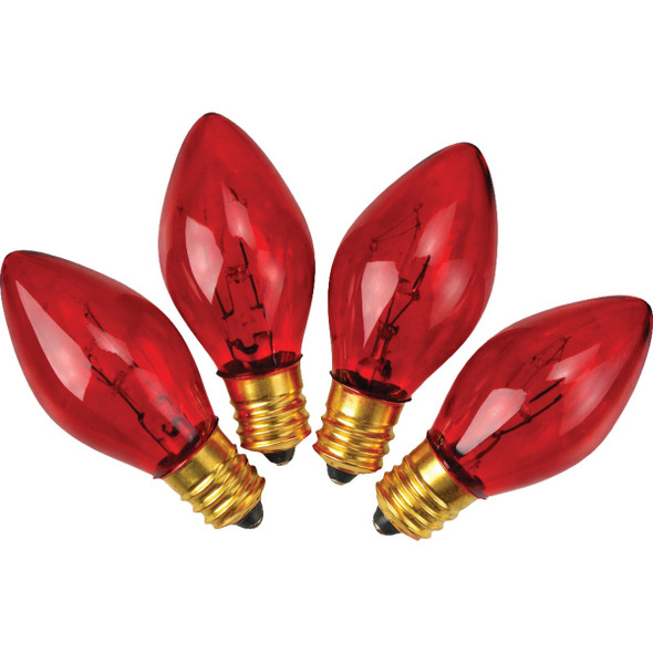 Home Impressions C9 Red Transparent 125V Replacement Light Bulb (4-Pack) 906603