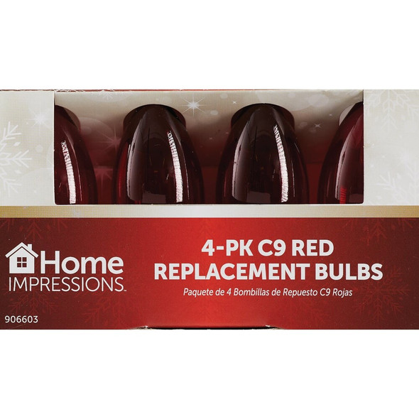 Home Impressions C9 Red Transparent 125V Replacement Light Bulb (4-Pack) 906603 906603